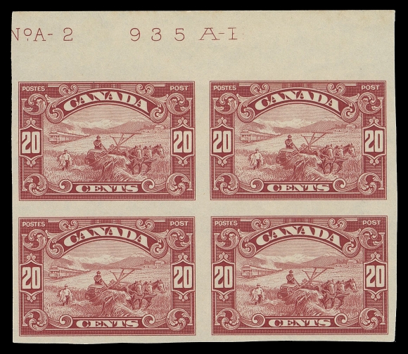 CANADA -  8 KING GEORGE V  149b-159a,The set of eleven complete in mint imperforate blocks, moderately disturbed OG, mainly with sheet marginal, the 20c with portion of Plate 2 imprint; 1c with oxidized colour as often seen, otherwise fresh and VF (Unitrade cat. $6,950)