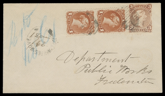 CANADA -  4 LARGE QUEEN  1868 (December 1) A clean, fresh cover mailed registered from  W.O. White