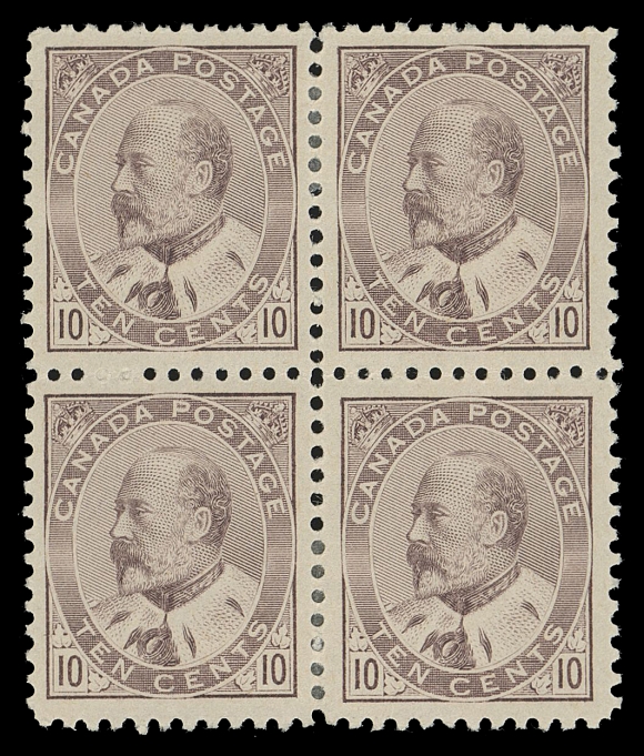 CANADA -  7 KING EDWARD VII  93i,A choice mint block in the distinctive shade, unusually fresh with lovely colour, VF H