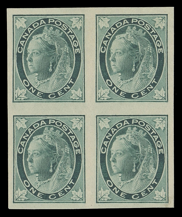 CANADA -  6 1897-1902 VICTORIAN ISSUES  67i,A fresh, choice imperforate block, large margined with bright colour, ungummed as issued, VF