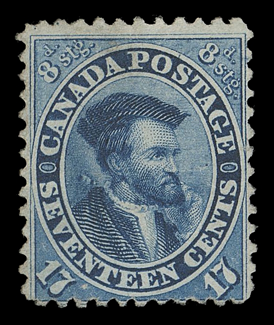 CANADA -  3 CENTS  19iii,A very scarce unused example of the "Burr over Shoulder" plate variety (Position 7), very short-lived as it occurred just before the last printing order in February 1867, tiny shallow thin but otherwise Fine; very few unused examples exist (if at all).Provenance: Arthur Groten, Maresch Sale 133, September 1981; Lot 475The "Carrington" Collection of the Province of Canada, 1851-1868, Matthew Bennett Auctions, June 2002; Lot 3380 - described as sound.