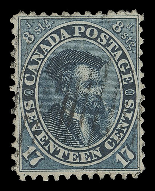 CANADA -  3 CENTS  19, 19a, 19i,The three listed shades in selected used quality - blue, slate blue and Prussian blue, choice well centered with light grid cancels, appealing and VF