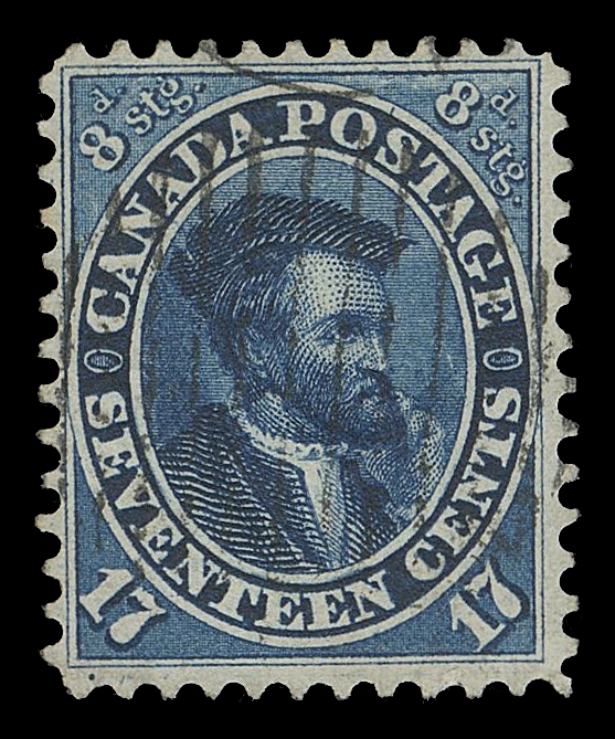 CANADA -  3 CENTS  19, 19a, 19i,The three listed shades in selected used quality - blue, slate blue and Prussian blue, choice well centered with light grid cancels, appealing and VF