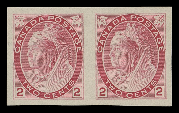 CANADA -  6 1897-1902 VICTORIAN ISSUES  77c,A superb mint imperforate pair with four full even margins, brilliant fresh colour and full pristine original gum; tough to find this nice, XF NH