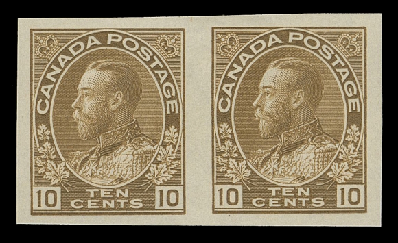CANADA -  8 KING GEORGE V  118a,A post office fresh imperforate mint pair, negligible gum thin from hinge removal, otherwise a scarce sound pair, VF OG