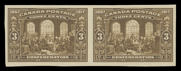 CANADA -  8 KING GEORGE V  135a,A fresh, full margined imperforate pair in horizontal format, rich colour on fresh paper, ungummed as issued, VF+