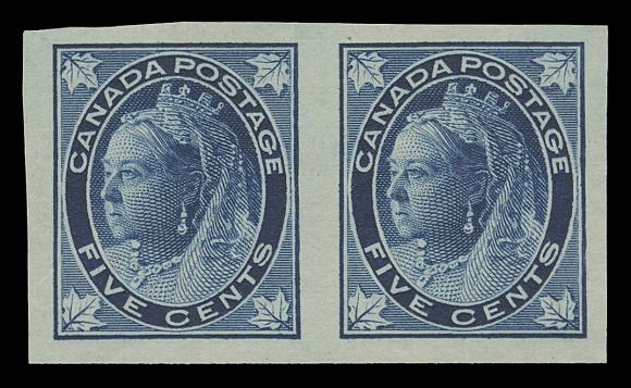 CANADA -  6 1897-1902 VICTORIAN ISSUES  70i,A large margined imperforate pair, ungummed as issued and with lovely rich colour, VF+
