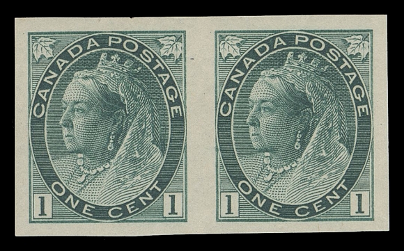 CANADA -  6 1897-1902 VICTORIAN ISSUES  75a,A choice imperforate mint pair with full even margins, distinctive deeper shade with full original gum, scarce, XF LH
