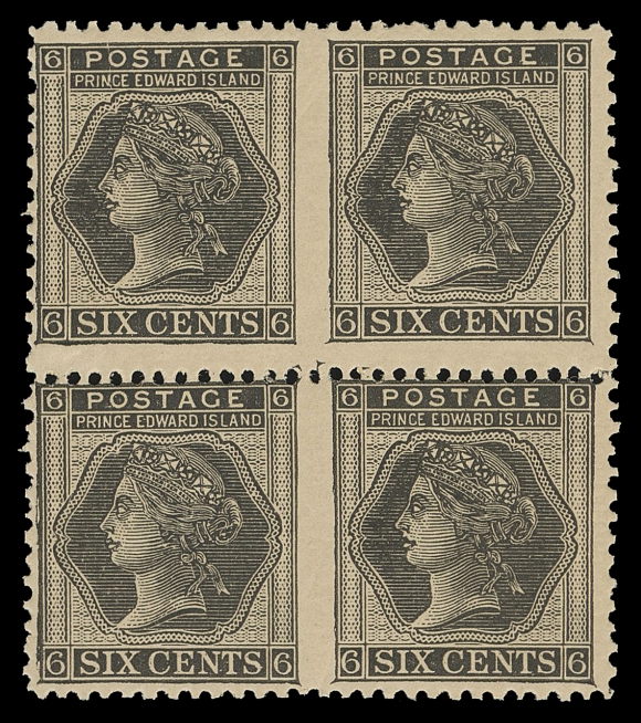 PRINCE EDWARD ISLAND  15a,A scarce mint block imperforate vertically between pairs, characteristic crackly brown original gum, Fine+ NH