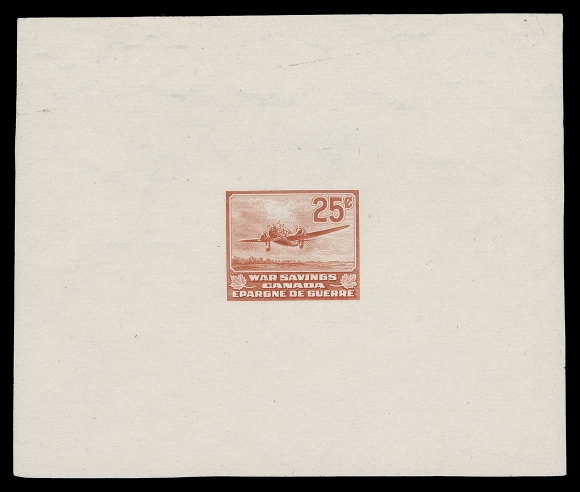 CANADA REVENUES (FEDERAL)  FWS11,Superb Trial Colour Large Die Proof printed in vermilion (ABNC colour code "75 Red") on india paper 86 x 72mm; the unhardened die without die number. A rare and attractive coloured proof, VF