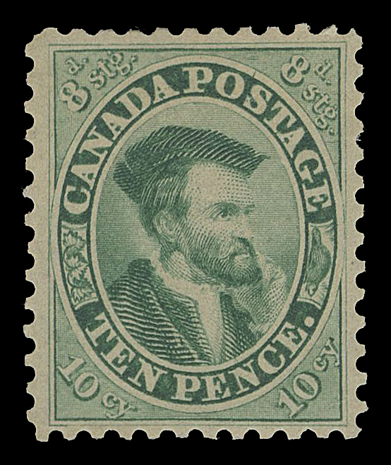 TEN PENCE AND SEVENTEEN CENTS  7,American Bank Note Company trade sample proof, engraved, printed in dull blue green on yellowish wove paper with vertical mesh, perforated and gummed by ABNC; a lovely and rare proof, VF OG

Provenance: The "Lindemann" Collection (private treaty, circa. 1997)