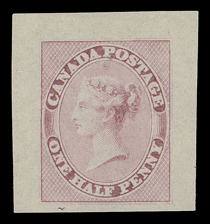 HALF PENNY AND ONE CENT  8,American Bank Note Company Trade Sample Proofs - an incredible assembly of sixty-one different colours ranging from bright yellow to dark rose, all engraved and printed on several different paper types; more than two-thirds are sound, others with the usual thin (some very minor). Collected in similar fashion to the lot sold in Part II (Lot 124, sold for $52,500 hammer against an estimate of $25,000) which consisted of 49 proofs of the Ten pence Cartier. This lot was also formed over many years on a one-by-one basis, displaying a remarkably high percentage of existing shade and paper combinations. A wonderful lot and one of the highlights of the collection of the Half penny Queen Victoria, VF

Many emanate from famous collections of the past, such as the Nickle and "Lindemann" (Ian Bett) collections.