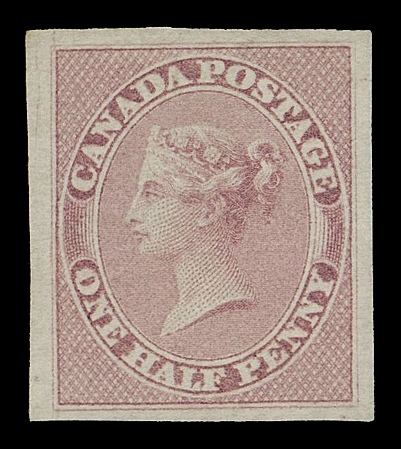 HALF PENNY AND ONE CENT  8,A superb unused single on wove paper with distinctive horizontal mesh, surrounded by unusually large margins, brilliant colour on fresh paper. A lovely GEM quality example, XF

Expertization: 2023 Greene Foundation certificate

Provenance: Daniel Cantor "Mint Canada", Ian Kimmerly Auctions Sale 8, November 1990; Lot 17
The "Lindemann" Collection (private treaty, circa. 1997)

Originally in the "Lindemann" collection and also offered at the Daniel Cantor 1990 sale as soft horizontally ribbed paper.
