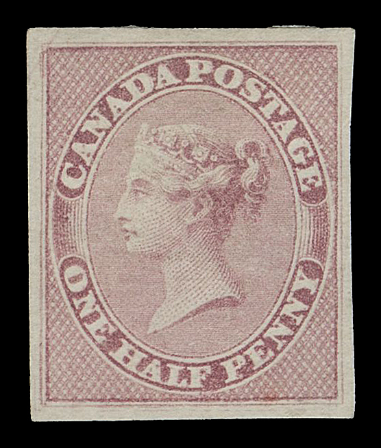 HALF PENNY AND ONE CENT  8ii,An unusually choice mint example of this rarity, displaying the Major Re-entry from Position 120, with prominent doubling especially in HALF and framelines, characteristic diagonal line at top left, large margins all around, bright fresh colour and large part original gum. A highly desirable mint example of this very elusive and significant plate variety, no doubt among the finest of the very few that exist in mint condition, VF+ OG

Expertization: 1980 Greene Foundation certificate

Provenance: Alfred Lichtenstein, H.R. Harmer Inc., April 1956; Lot 841
The "Lindemann" Collection (private treaty, circa. 1997)