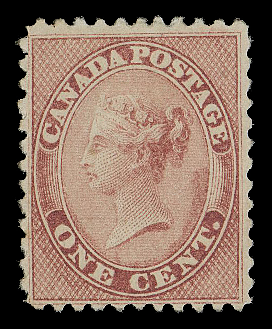 HALF PENNY AND ONE CENT  14bii,An attractive, well centered mint single of this scarce stamp, printed on distinctively thick paper, rich colour and large part original gum; a difficult stamp to find, VF OG

Expertization: 1986 Greene Foundation certificate, identified as old CS number 12b  ("Scott No. 14 variety on very thick paper, mint OG...")

Provenance: Julian C. Smith, Maresch Sale 191, October 1986; Lot 25
The "Lindemann" Collection (private treaty, circa. 1997)