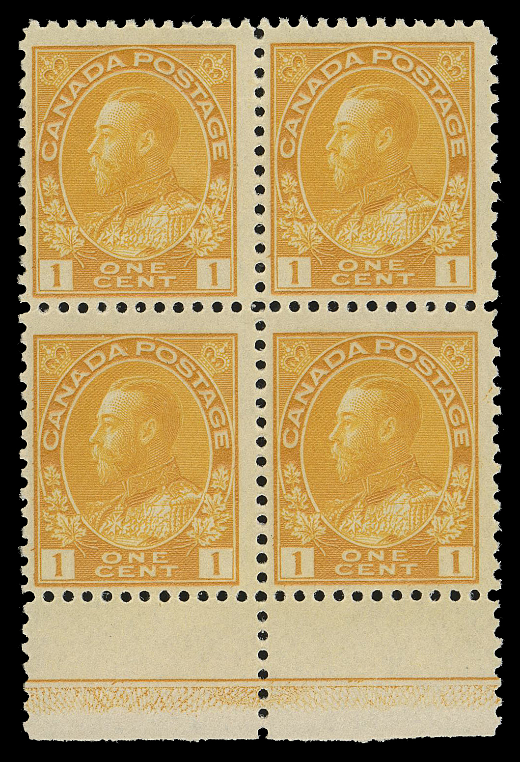 ADMIRAL STAMPS  105,Mint block with deep rich colour, displaying very scarce Type D1 lathework of usual strength and key elements of the lathework type discernible, LH at top, lower pair and lathework margin NH, Fine (Unitrade cat. as two NH singles)