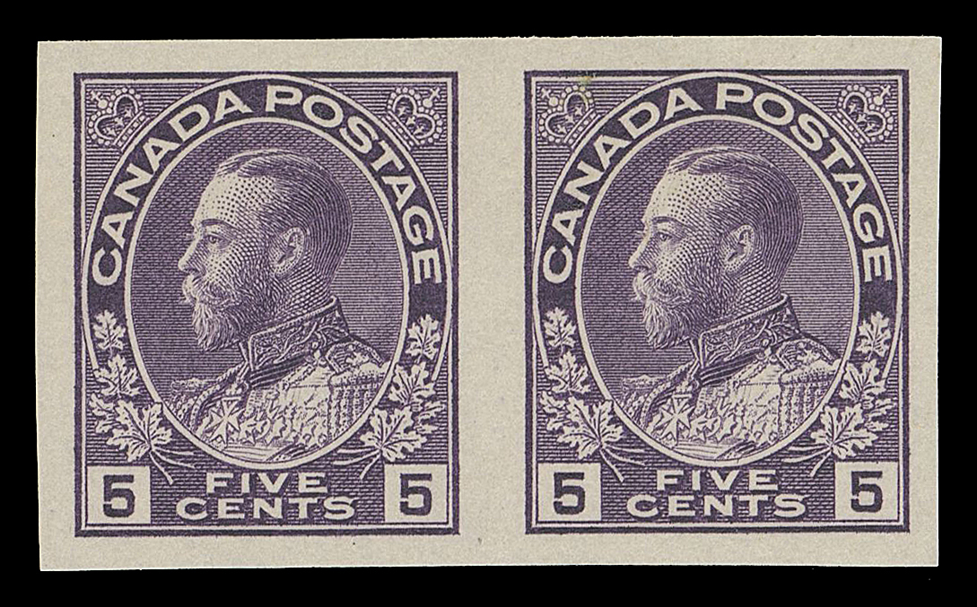 ADMIRAL STAMPS  112b,A superb imperforate pair with large margins, exceptionally choice. Rarely seen in such premium quality, XF LH