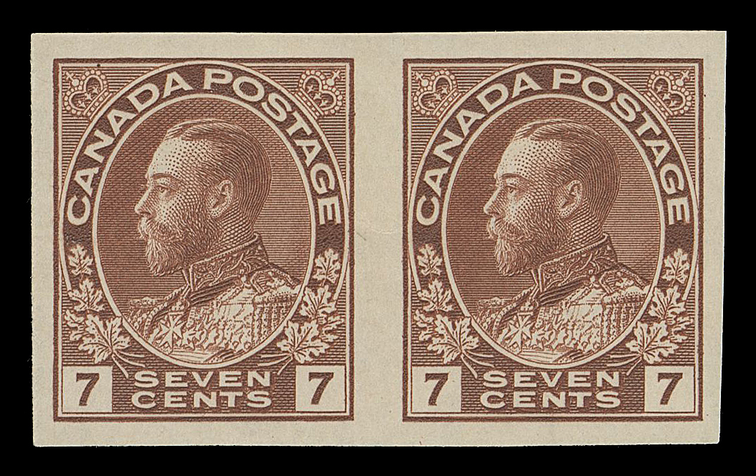 ADMIRAL STAMPS  114a,An unusually nice imperforate pair with large margins and bright colour, hint of glazed gum at left, sound and scarce thus, VF LH