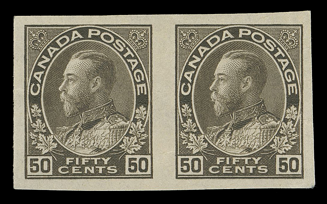 ADMIRAL STAMPS  120b,The key imperforate of the Admiral series, light crease, still noticeably nicer than we are accustomed to seeing - most existing pairs have some degree of faults, VF LH (Unitrade cat. $4,000)